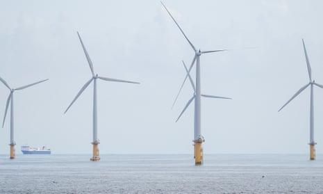 An offshore wind farm near Redcar, England. 