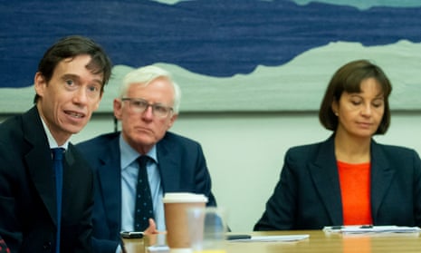 (Left to right) Rory Stewart, Norman Lamb and Caroline Flint, during a press briefing held by MPs for a Deal, 10 September, London.