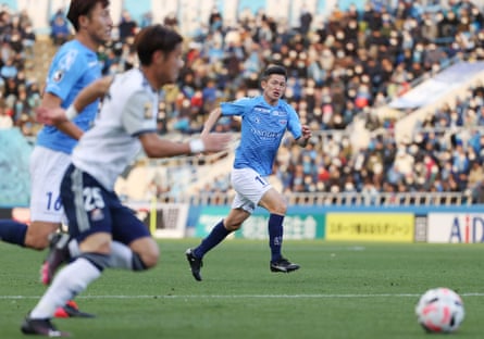 Kazuyoshi Miura (right) in action during his most recent appearance, on 19 December.