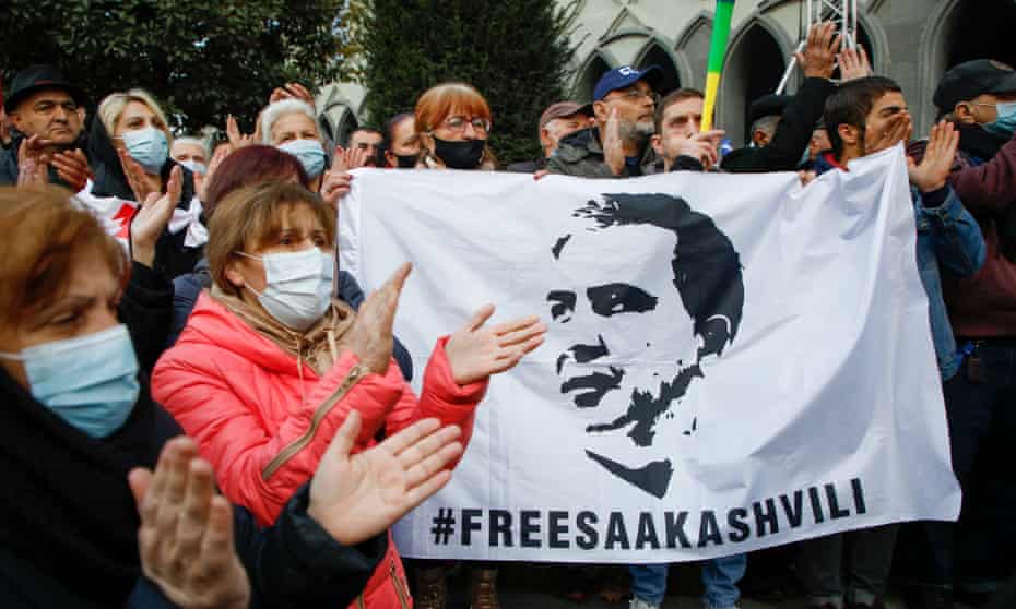 A rally in support of Mikheil Saakashvili in Tbilisi, Georgia, 19 November.