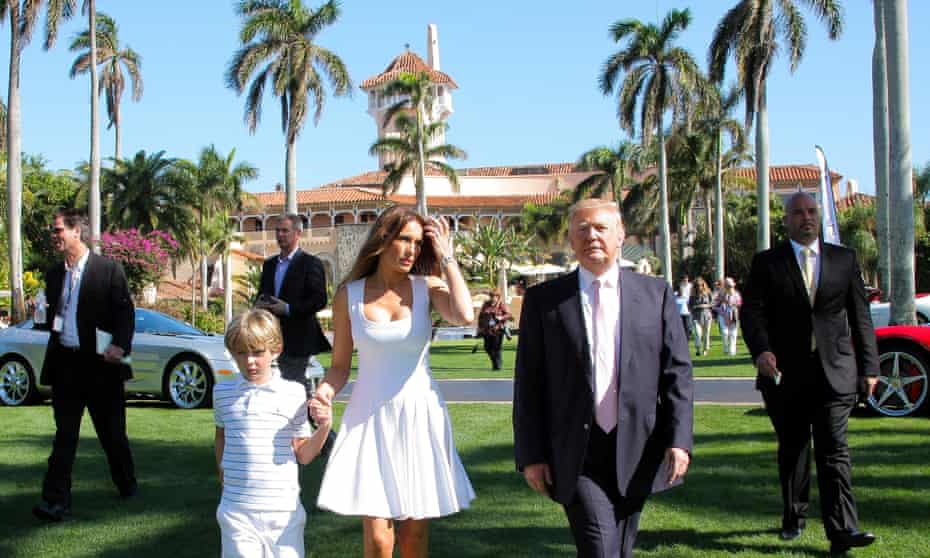 Second home ... Trump with wife Melania and son Barron at Mar-a-Lago.