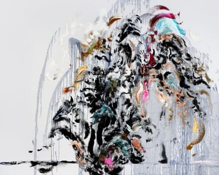 Abstract painting of a crashing wave