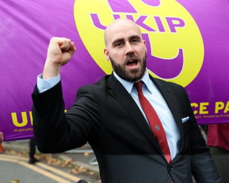 Nick Tenconi in front of a Ukip flag