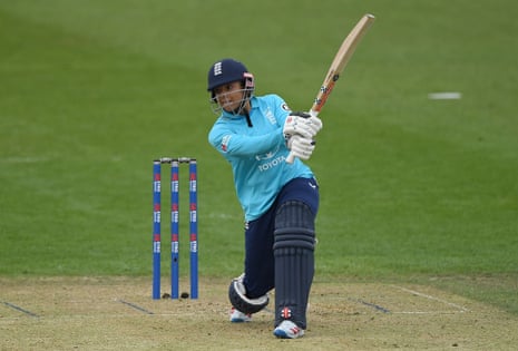 Sophia Dunkley of England hits a four