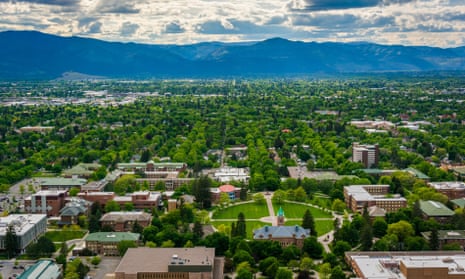 View of University of Montana from Mount Sentinel, in Missoula, Montana.<br>F10NP2 View of University of Montana from Mount Sentinel, in Missoula, Montana.