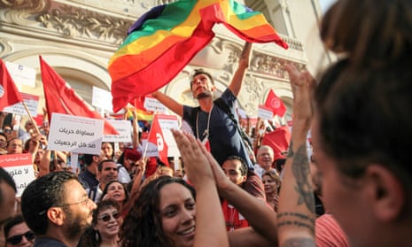 Protesters call for gender equality and LGBT rights on National Women’s Day in Tunisia, August 2018