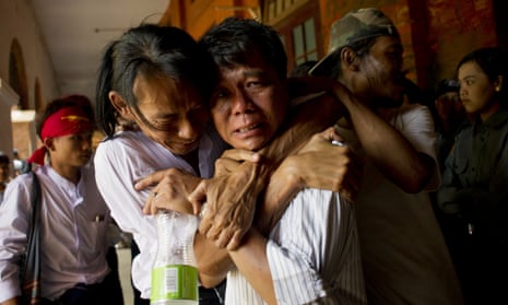 Protesters and family members are reunited in Tharrawaddy.