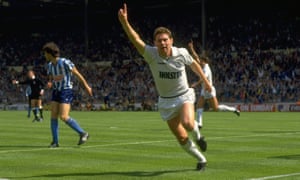 Clive Allen of Tottenham Hotspur celebrates after opening the scoring.