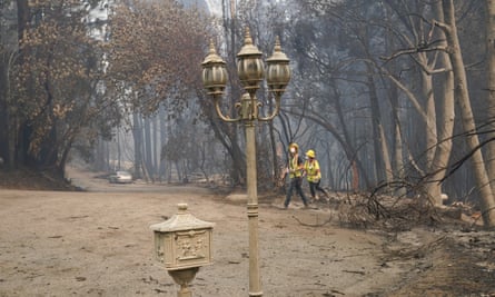 A fire-ravaged neighborhood is seen on Tuesday in Boulder Creek, California, after the the CZU Lightning Complex fire passed by.