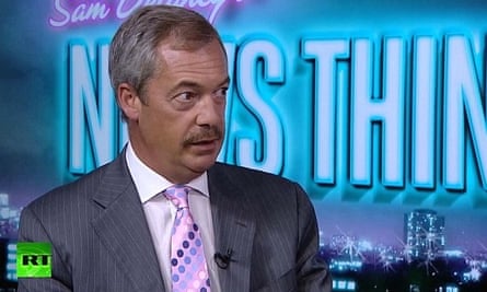 Nigel Farage sporting a moustache on Russia Today in August 2016