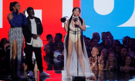 Nicki Minaj accepts the award for best hip-hop.