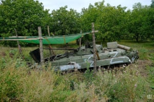 A Russian armoured fighting vehicle is captured by the Ukrainian armed forces in Kharkiv
