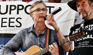 Mary Heath at the Let Them Stay refugee rally in 2016.