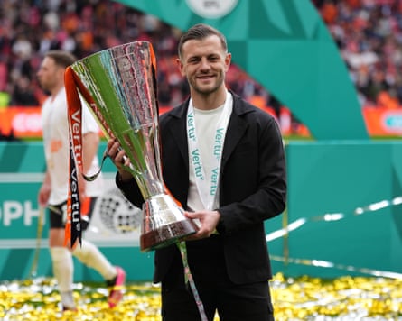 Luton manager Jack Wilshere with the Football League Trophy.