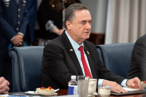 Israeli Defense Minister Israel Katz speaks during a meeting with Secretary of Defense Pete Hegseth at the Pentagon on 18 July, 2025, in Washington.