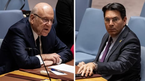 Lebanese PM and Israel's UN envoy speak at UN security council meeting – video 