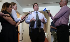 George Christensen at a press conference in parliament on Thursday to discuss his petition on Safe Schools.