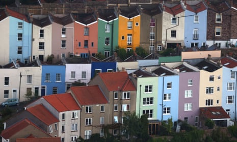 Painted rows of houses in Bristol, Britain