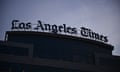 a sign from Los Angeles Times outside a building