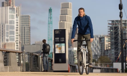 Ties Carlier riding one of his e-bikes in Battersea.