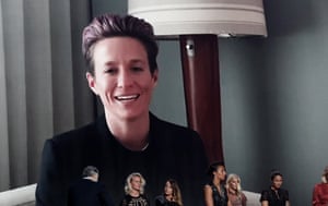 Megan Rapinoe talks on a video link after being announced as the winner of the Ballon d’Or Féminin.