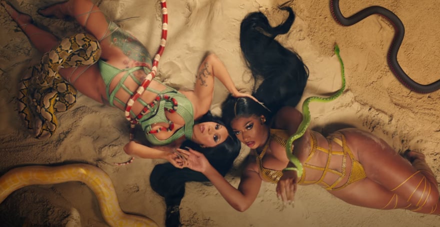 Exuberance … Cardi B and Megan Thee Stallion in the Wet Ass Pussy video.