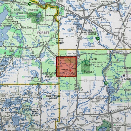 Map shows planned location of city in northern Minnesota