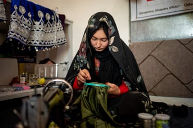 A girl doing embroidery