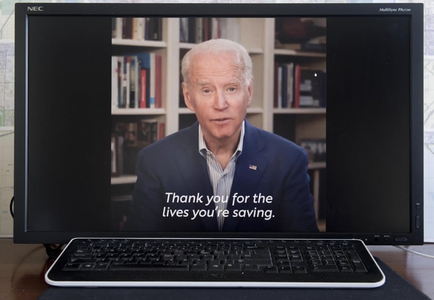 Joe Biden Offers Thanks to Front Line Workers, Wilmington, Delaware, U.S. - 19 Apr 2020Mandatory Credit: Photo by Brian Cahn/ZUMA Wire/REX/Shutterstock (10618292a) Wilmington, Delaware, U.S. - A screen grab of Vice President JOE BIDEN offering up his thanks to the men and women on the front lines of the fight against the coronavirus pandemic. Joe Biden Offers Thanks to Front Line Workers, Wilmington, Delaware, U.S. - 19 Apr 2020