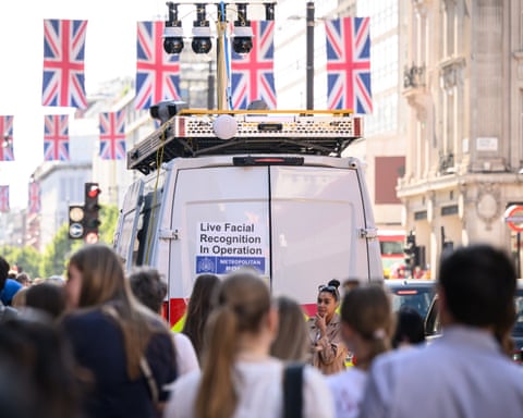 A police van with facial recognition cameras attached