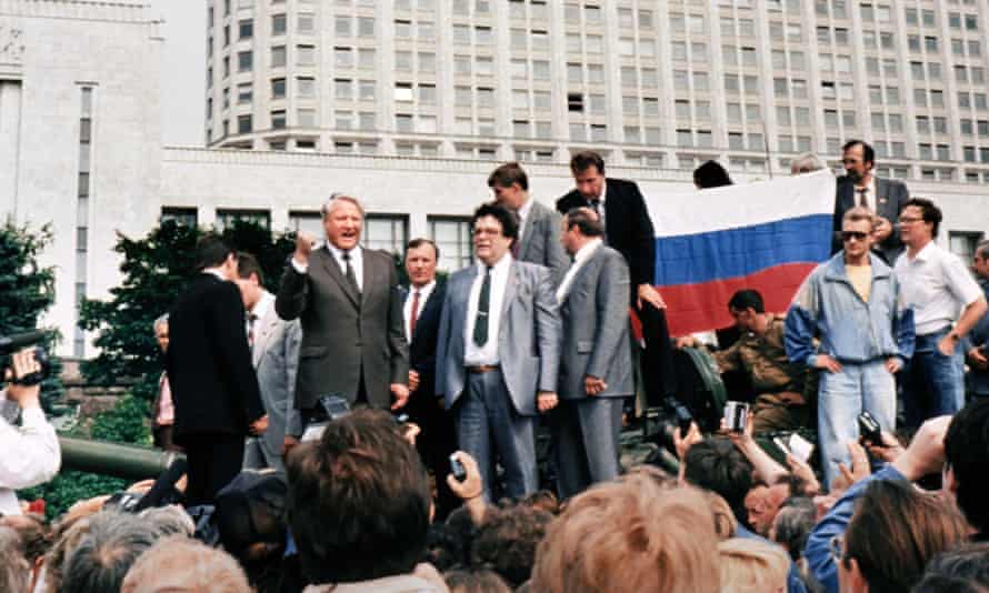Boris Yeltsin denounces the 1991 coup.