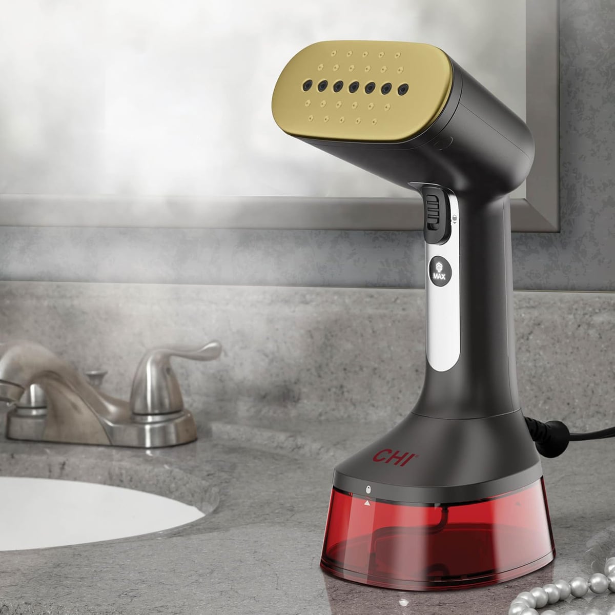 CHI Handheld Garment Steamer in use