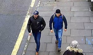 Russian suspects Ruslan Boshirov, left, and Alexander Petrov, captured CCTV on Fisherton Road in Salisbury on 4 March.