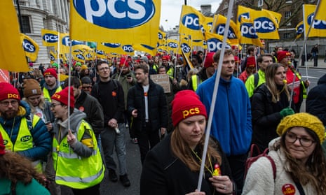 PCS union members protesting in London on 15 March.