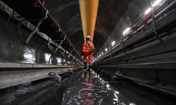 Inside a section of the Thames Tideway tunnel.