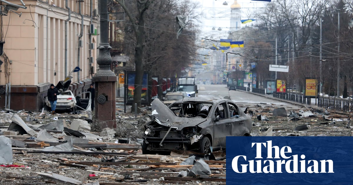 Ukraine: footage shows devastation in Kharkiv after Russian shelling – video