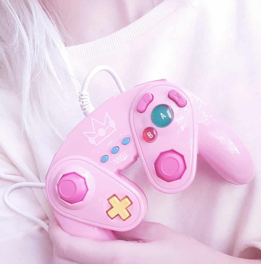 Pink Nintendo Gamecube controller.