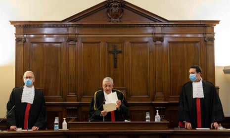 The first hearing of the trial of Angelo Caloia in 2018.