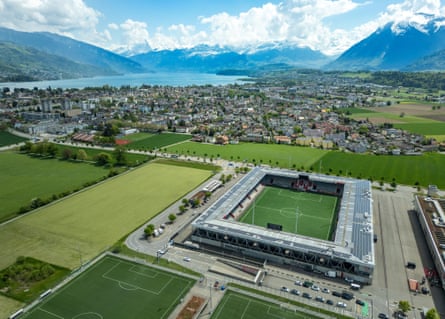 A drone view of Arena Thun