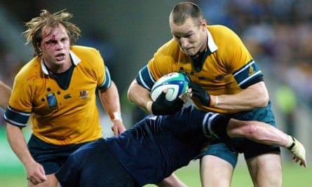 Stirling Mortlock in action, against Scotland in Brisbane during the 2003 World Cup.