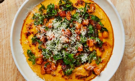 Yotam Ottolenghi's butternut pumpkin polenta with rosemary chilli oil.