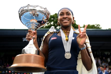 Coco Gauff with the trophy after winning the ASB Classic in Aukland in January.
