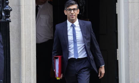 Rishi Sunak leaving 10 Downing Street for Prime Minister's Questions.