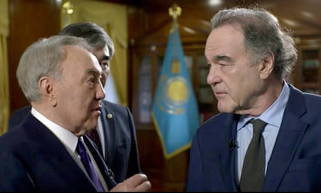 Oliver Stone (right) with Nursultan Nazarbayev