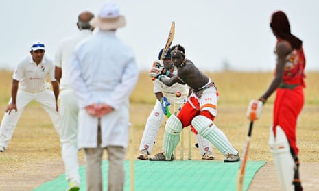 Maasai Warriors in Twenty20 action against the Ambassadors of Cricket in June 2013