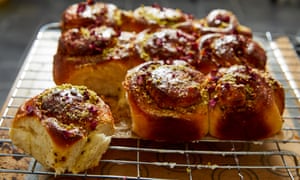 Kim-Joy’s pistachio, rose and cardamon Tangzhong Chelsea buns