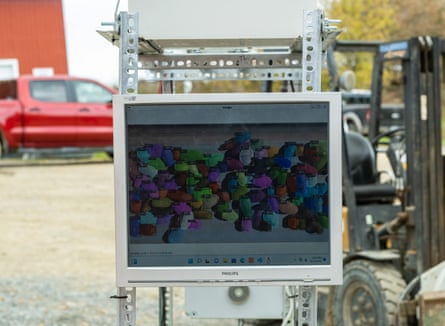 A screen shows an image of a potato in bright colors.