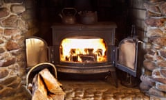 Fire burning in wood stove