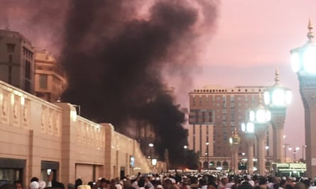 Smoke rises above the site of the explosion in Medina.