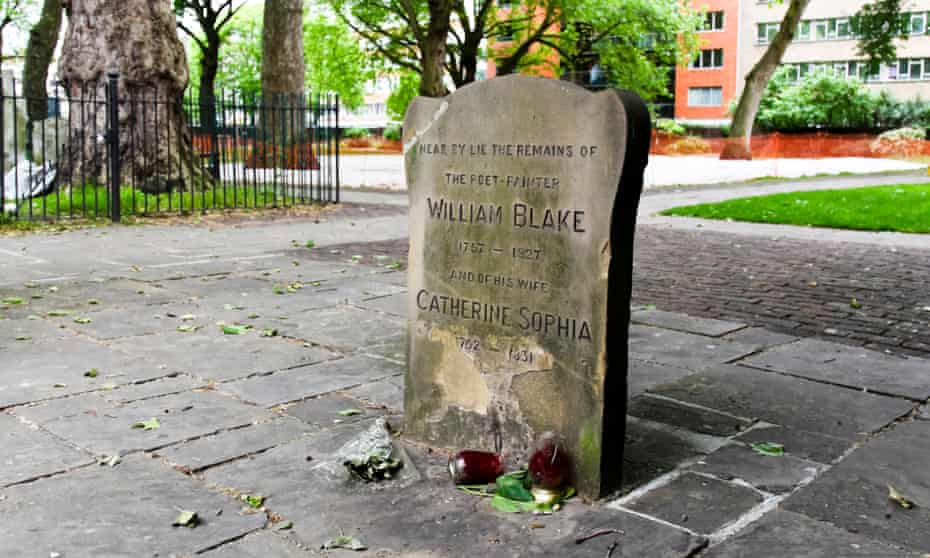 William Blake’s headstone in Bunhill Fields, a former burial ground, in London.